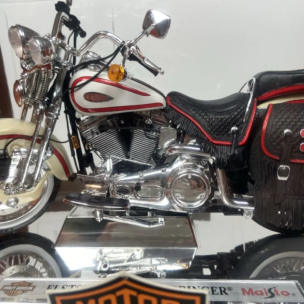 Maisto White Harley Davidson FLSTS Heritage Springer 1:10 95th Anniv. Collectors